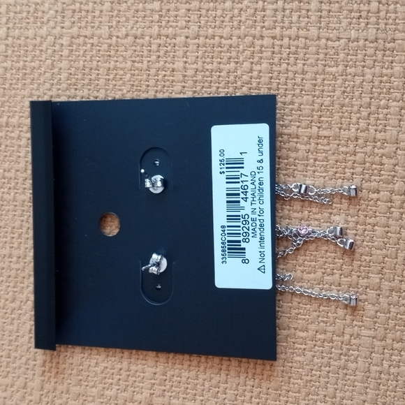 Coach Bow Dangle Swarovski Pink Earring studs Rhodium Plated nwt - Picture 3 of 4
